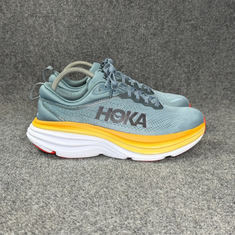 Hoka Bondi 8 Running Shoes Men's 9EE Goblin Blue Yellow Athletic Run Training